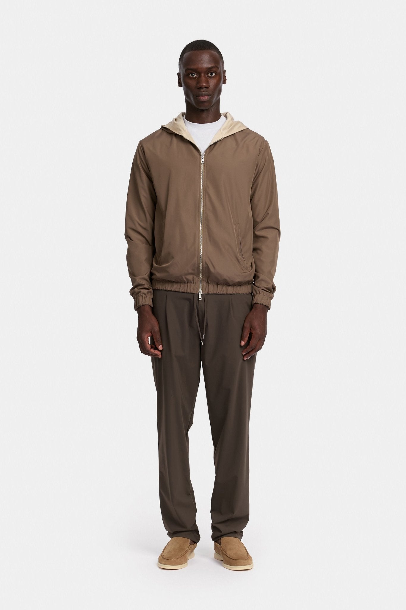 Desert Taupe Hooded Blend Jacket - DIMANO