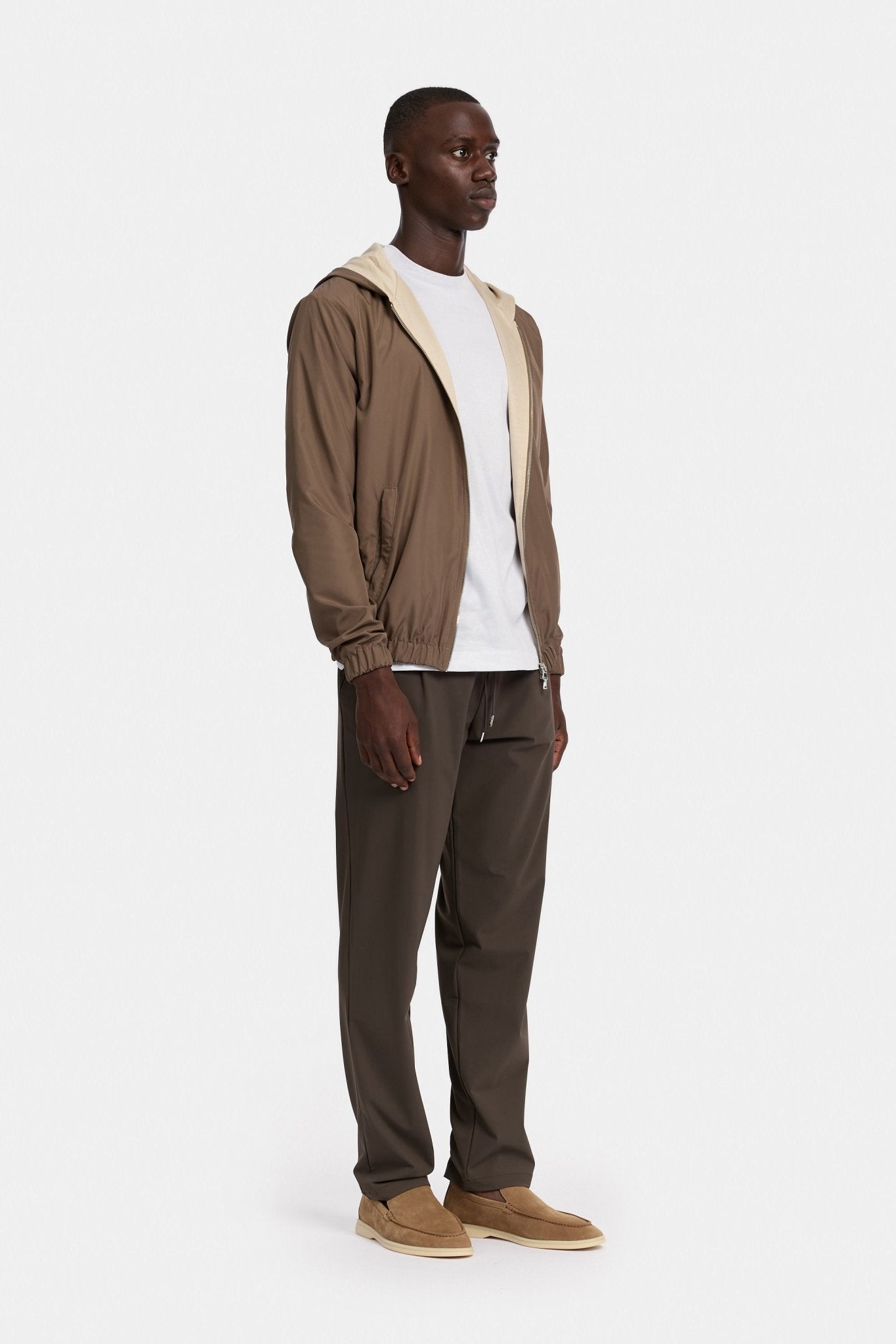 Desert Taupe Hooded Blend Jacket - DIMANO
