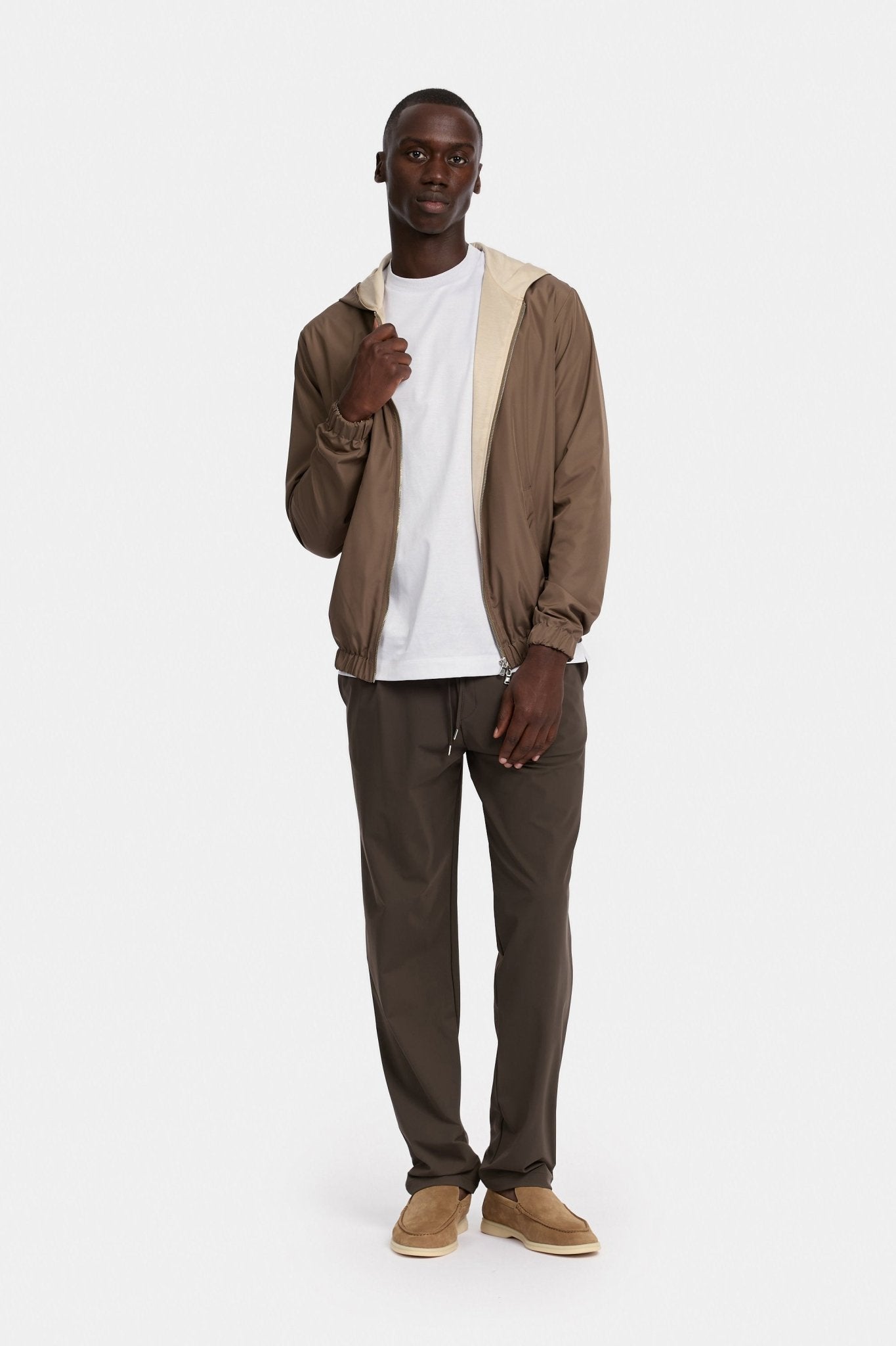 Desert Taupe Hooded Blend Jacket - DIMANO