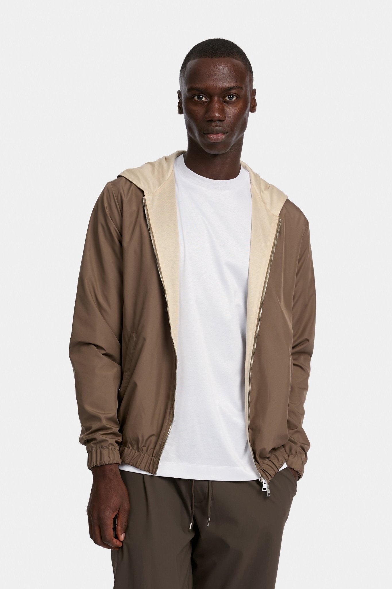 Desert Taupe Hooded Blend Jacket - DIMANO