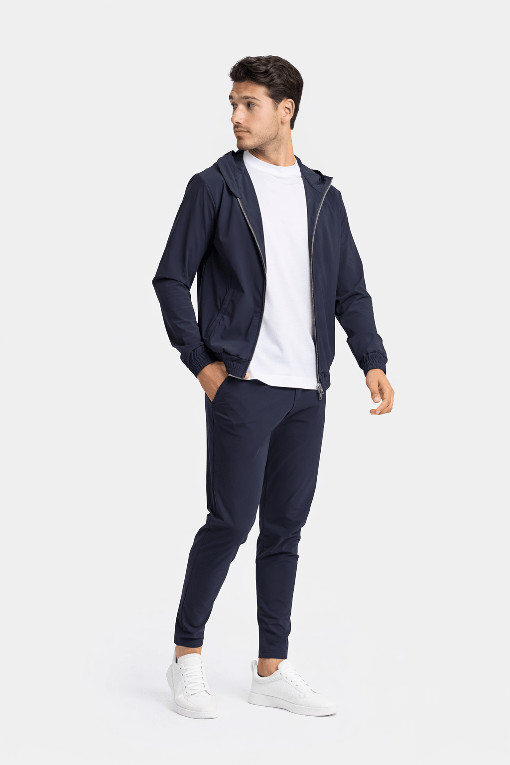 Midnight Blue Hooded Tech Suit - DIMANO
