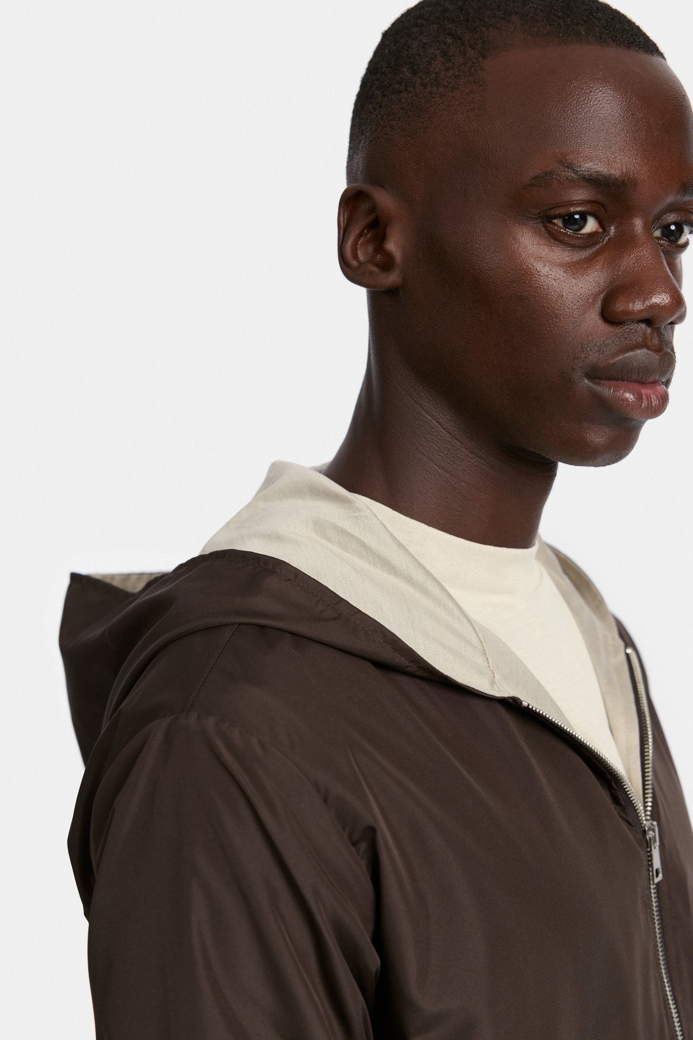 Mocha Brown Hooded Blend Jacket - DIMANO