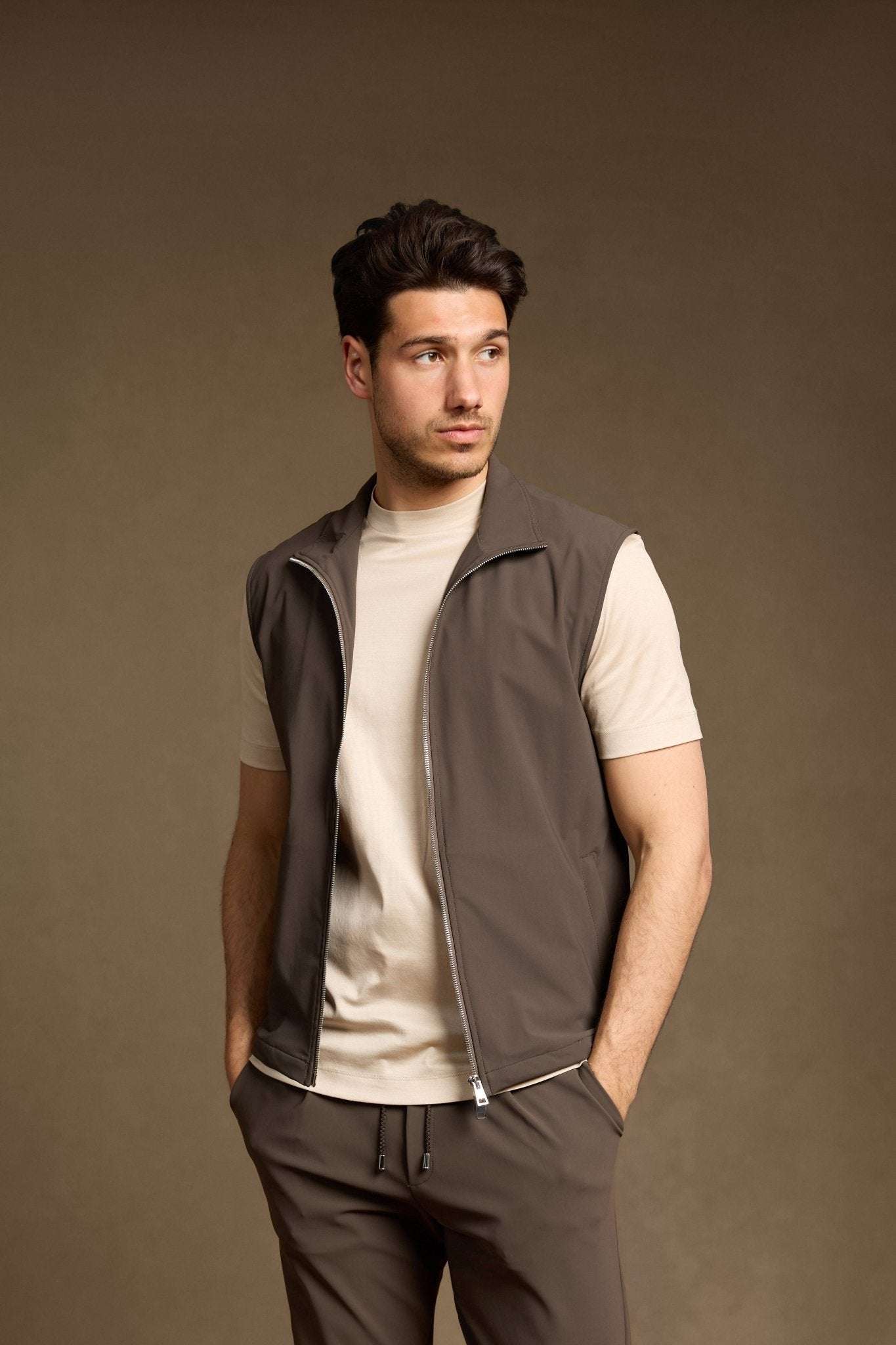 Mocha Brown Tech Gilet - DIMANO