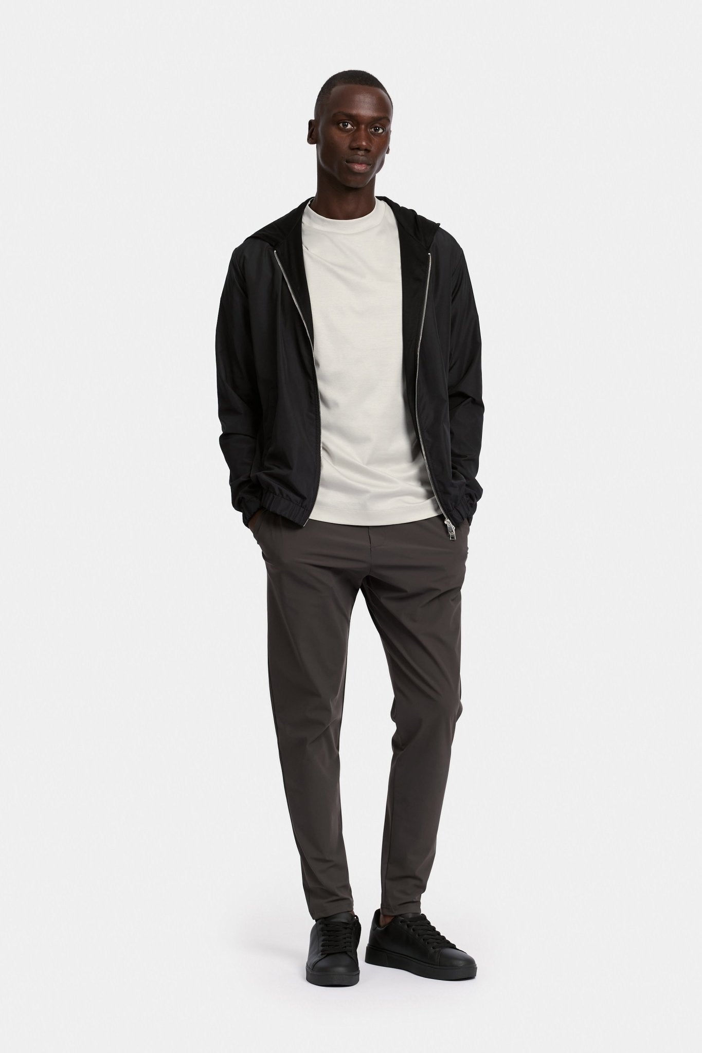 Onyx Black Hooded Blend Jacket - DIMANO