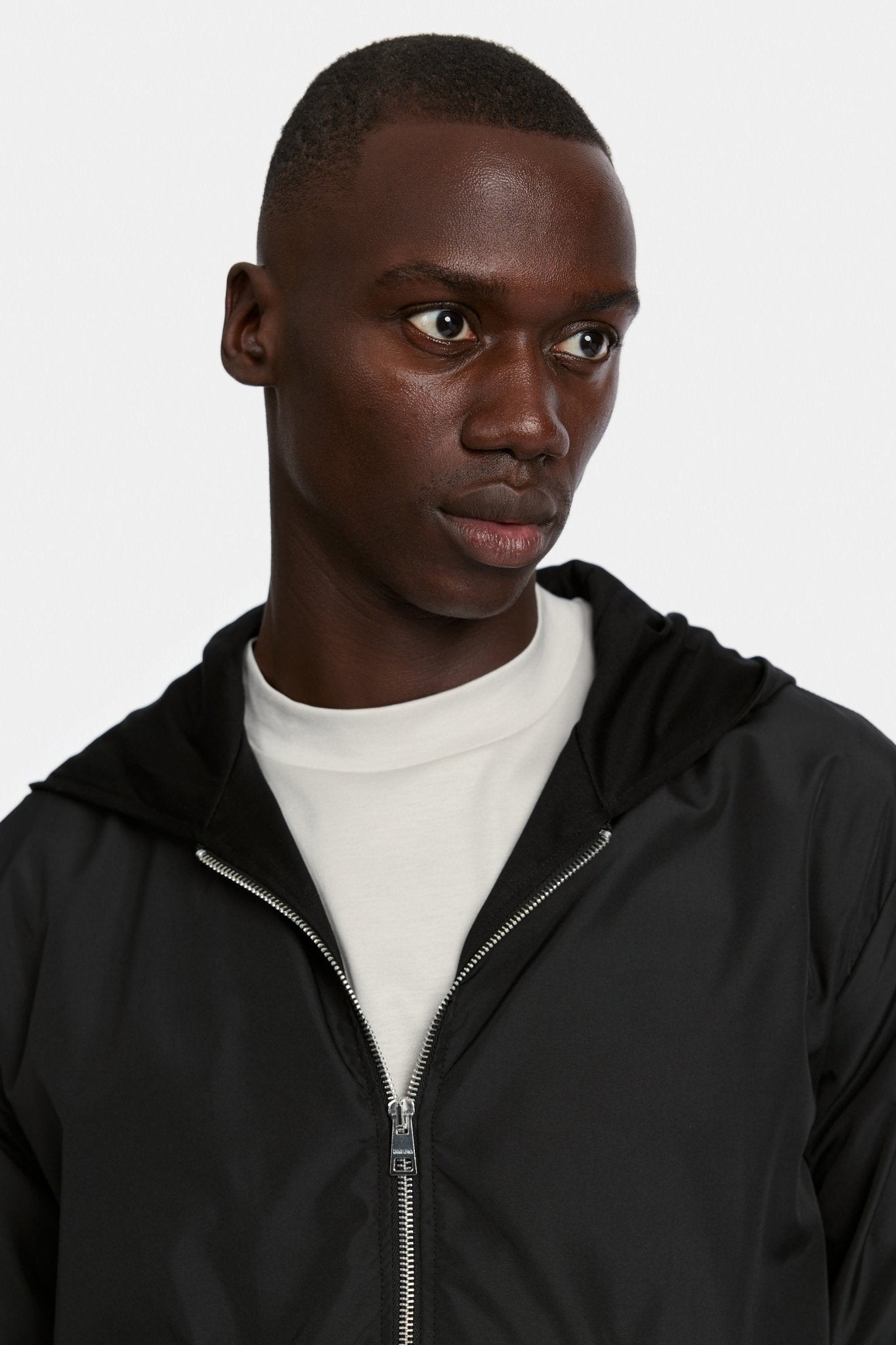 Onyx Black Hooded Blend Jacket - DIMANO