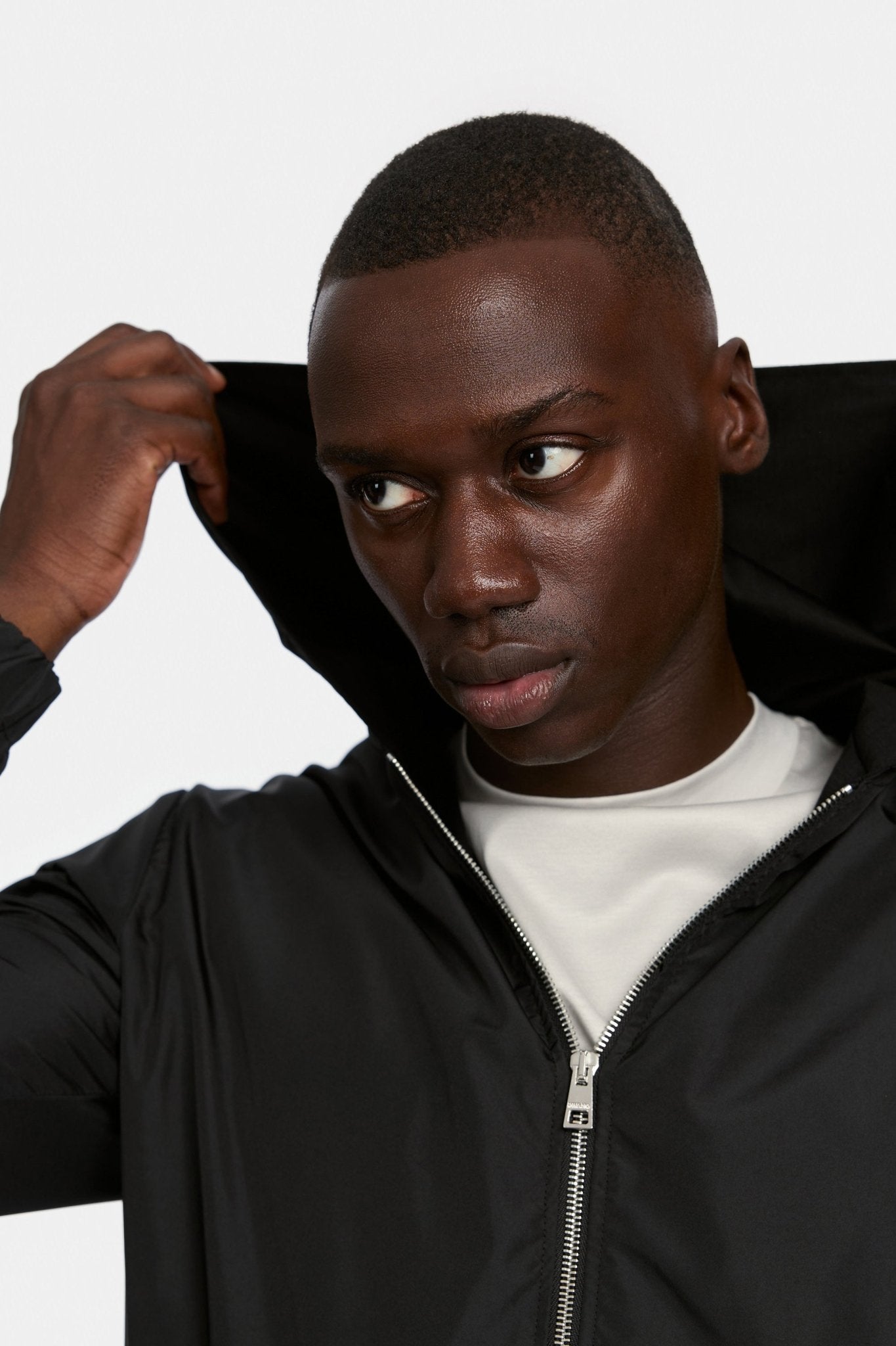 Onyx Black Hooded Blend Jacket - DIMANO