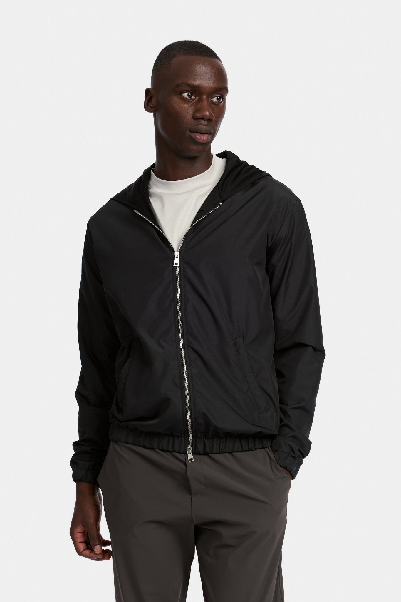 Onyx Black Hooded Blend Jacket - DIMANO