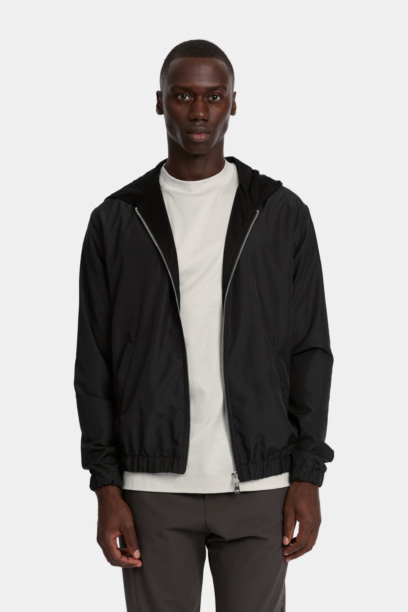 Onyx Black Hooded Blend Jacket - DIMANO