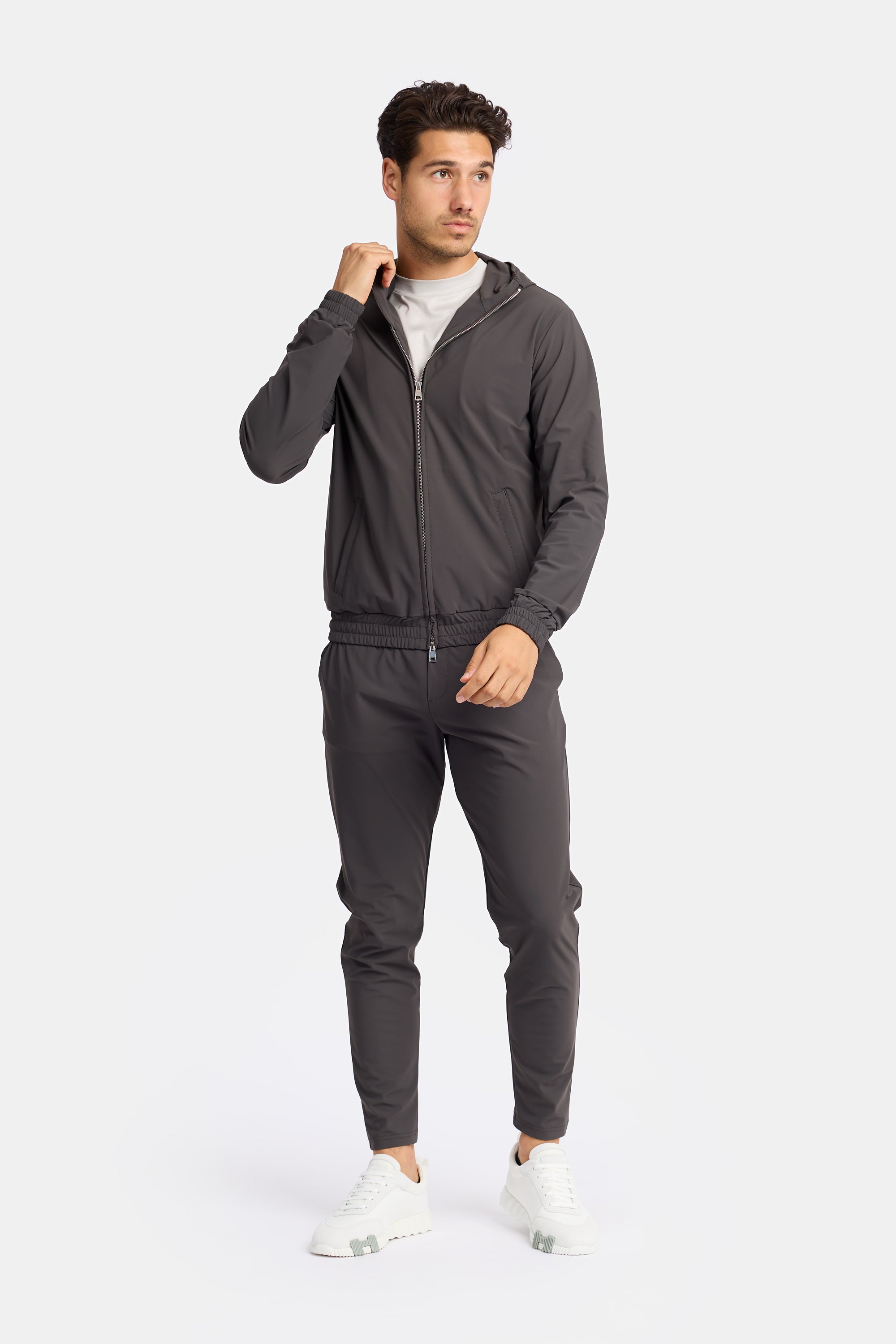 Slate Grey Hooded Tech Suit 