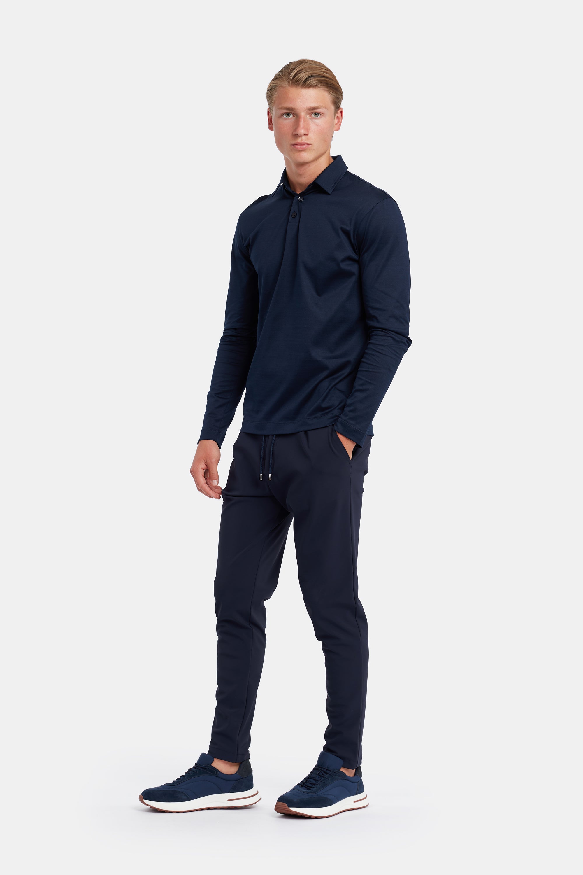 Midnight Blue Polo Shirt Long Sleeve