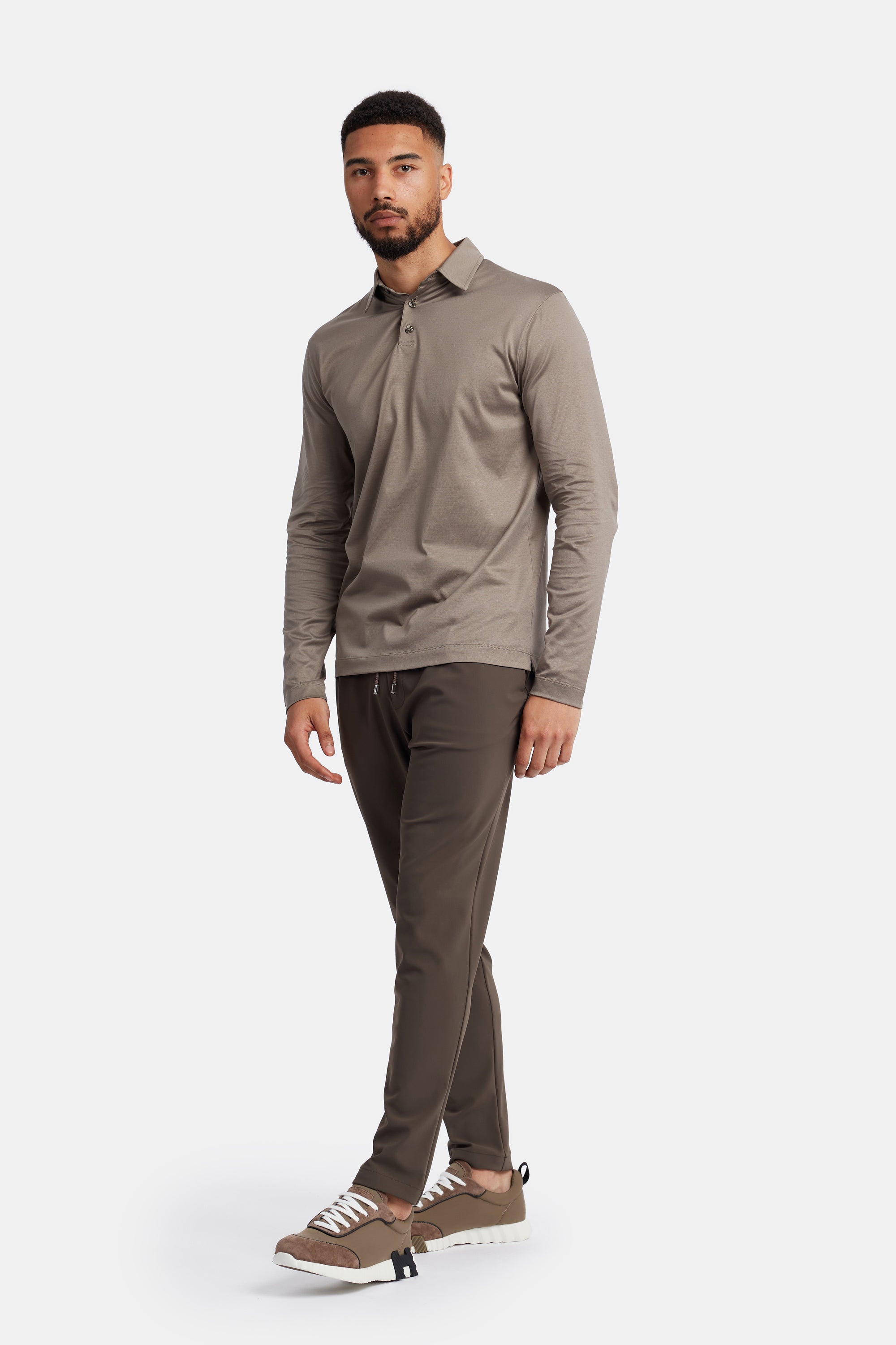 Desert Taupe Polo Shirt Long Sleeve