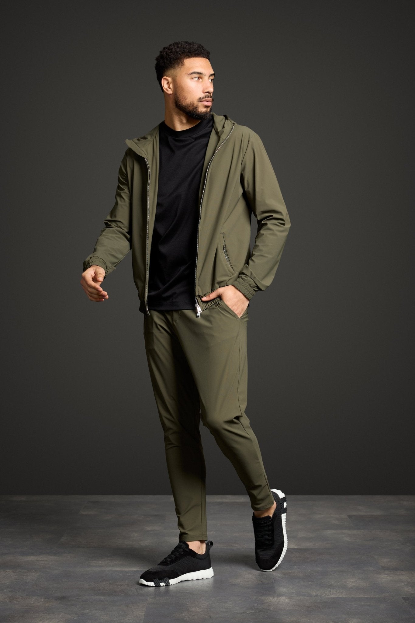 Dark Green Hooded Tech Suit - DIMANO