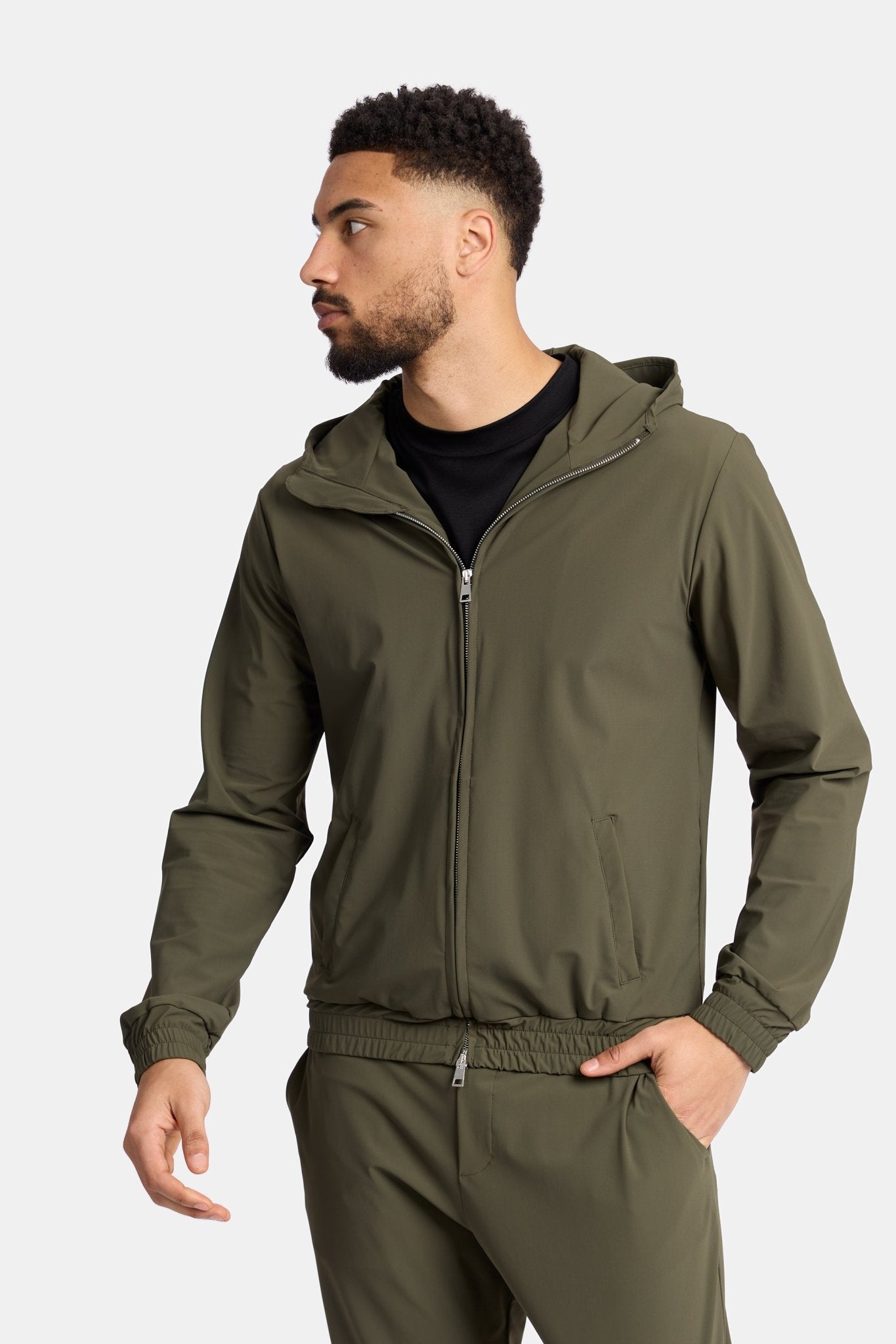 Dark Green Hooded Tech Suit - DIMANO