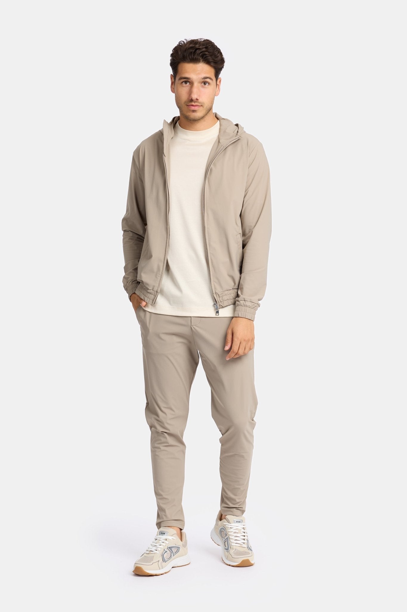 Light Beige Hooded Tech Suit - DIMANO