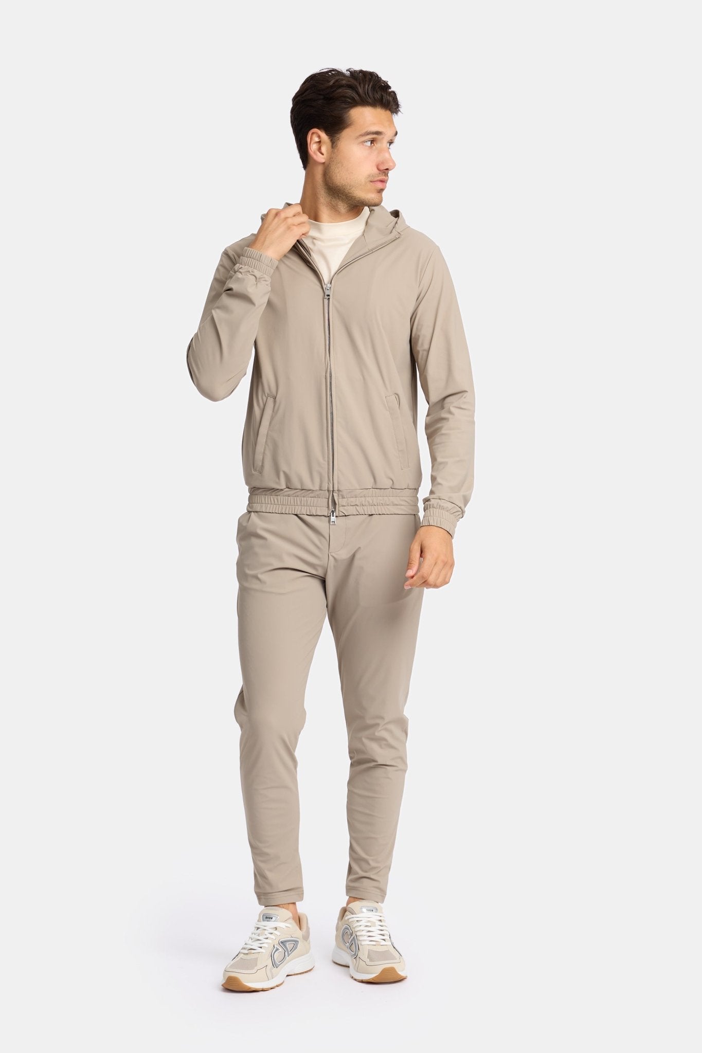 Light Beige Hooded Tech Suit - DIMANO