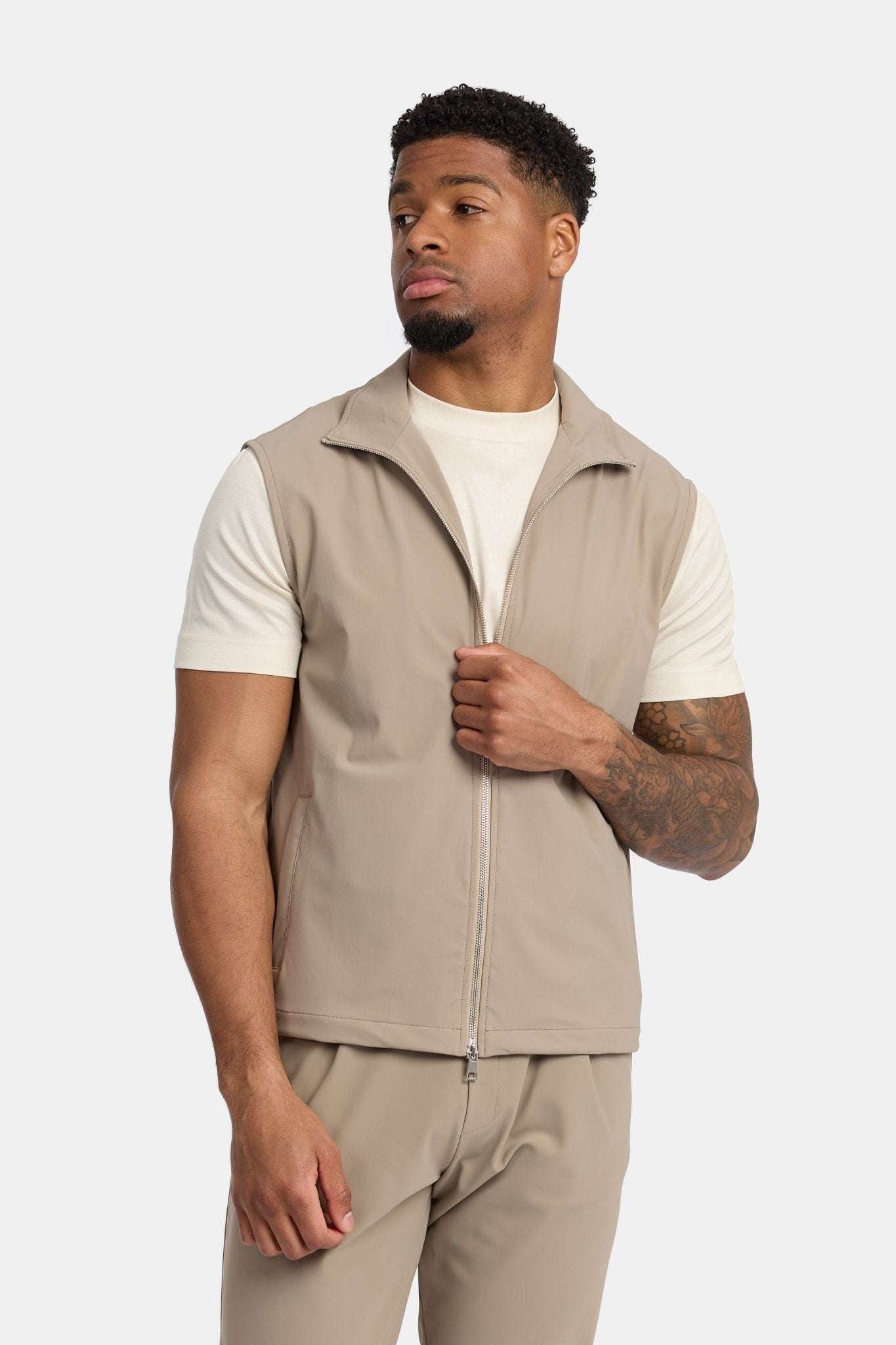 Light Beige Tech Gilet - DIMANO