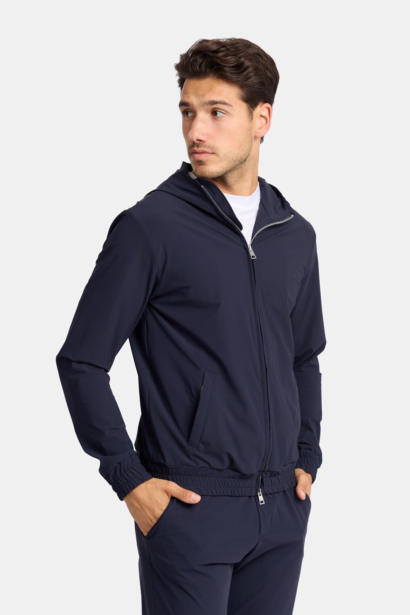 Midnight Blue Hooded Tech Suit - DIMANO