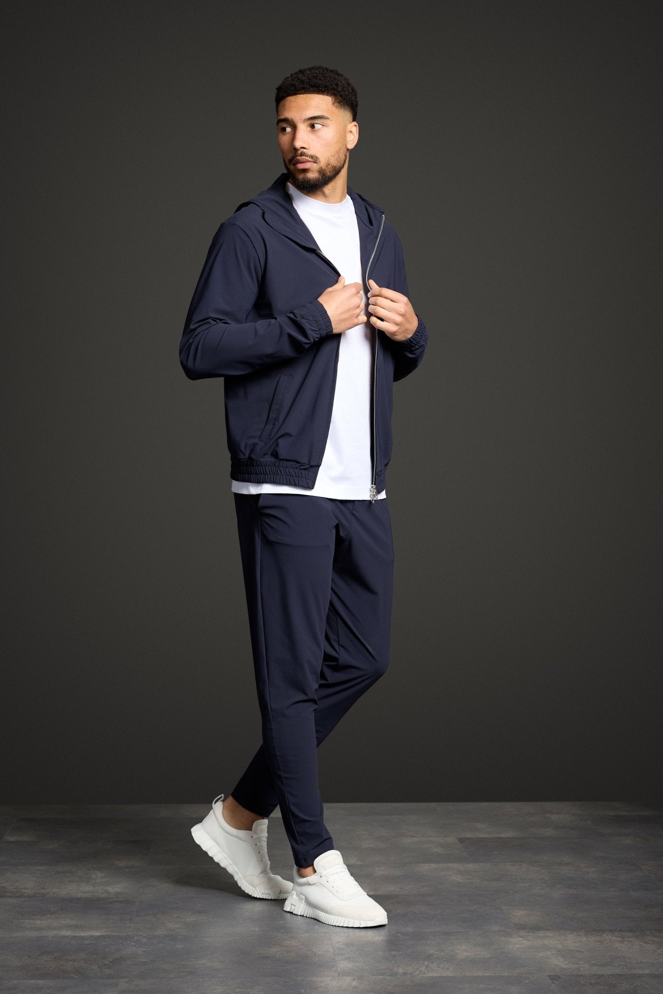 Midnight Blue Hooded Tech Suit - DIMANO