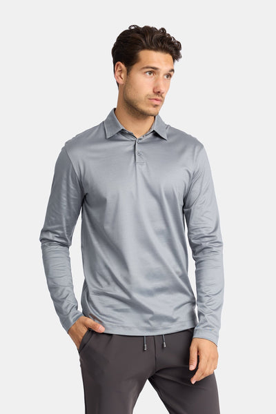 Mist Grey Polo Shirt Long Sleeve