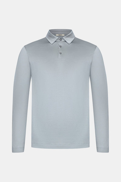 Mist Grey Polo Shirt Long Sleeve