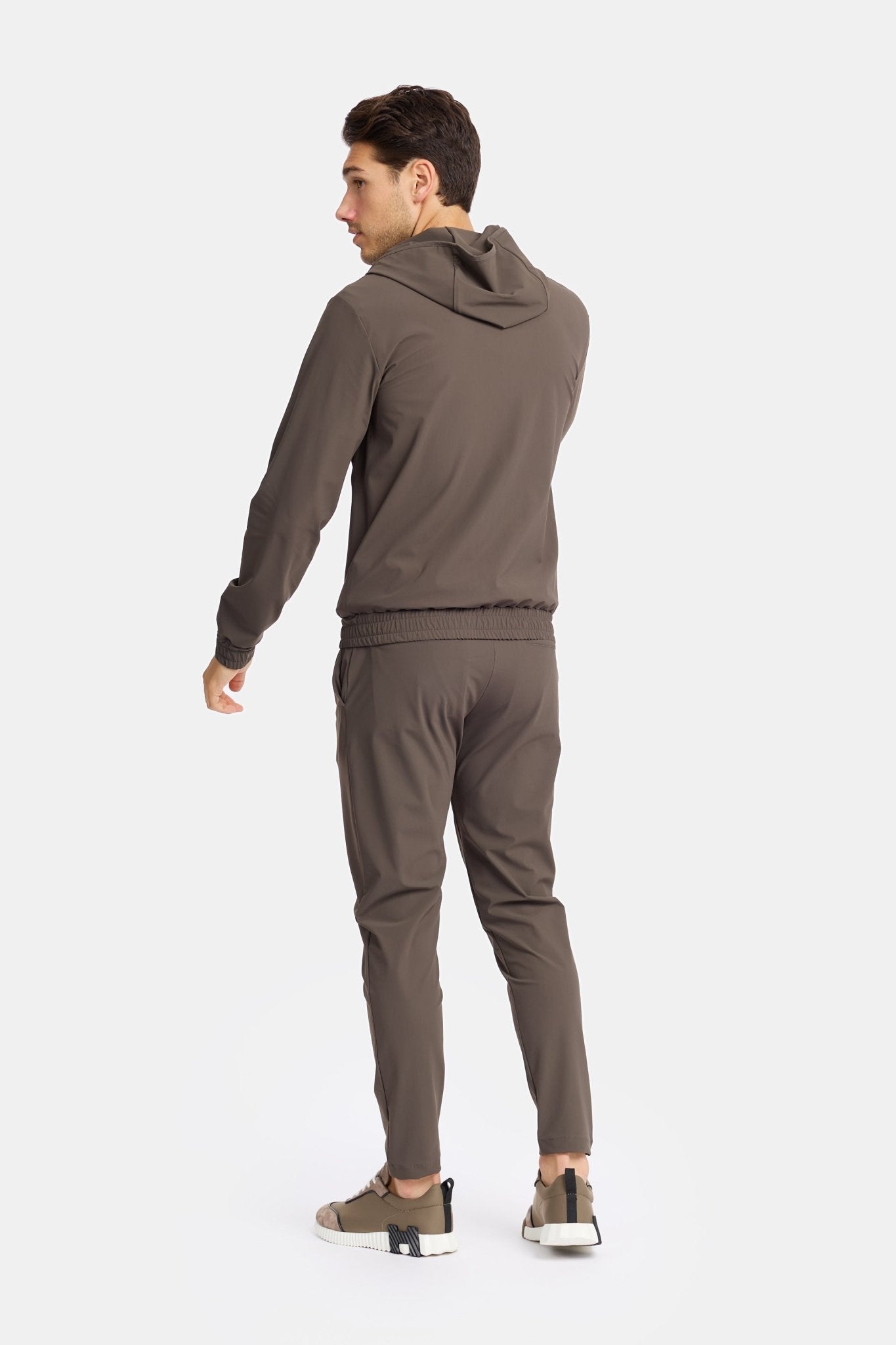 Mocha Brown Hooded Tech Suit - DIMANO