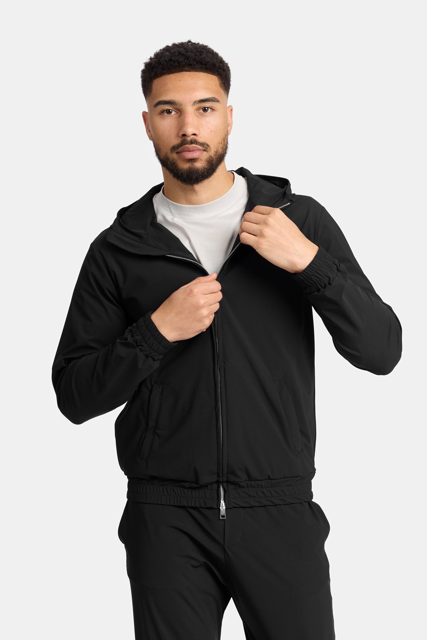 Onyx Black Hooded Tech Suit - DIMANO