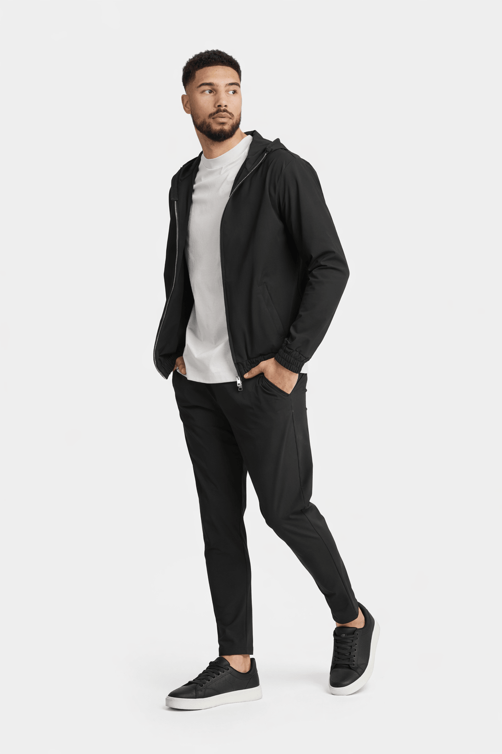 Onyx Black Hooded Tech Suit - DIMANO