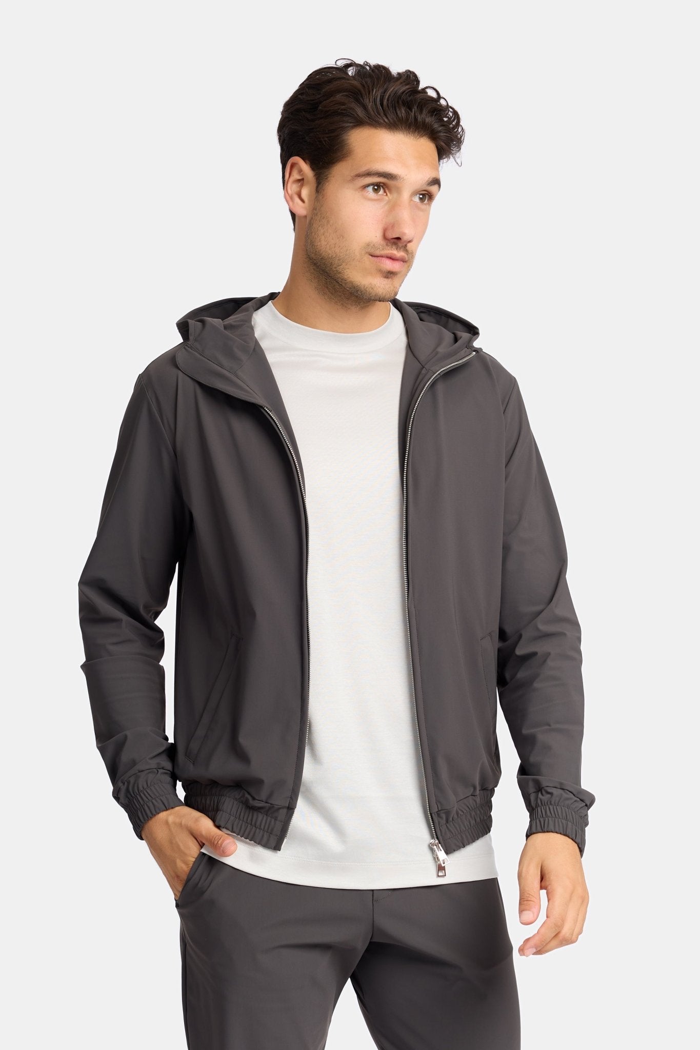 Slate Grey Hooded Tech Suit - DIMANO