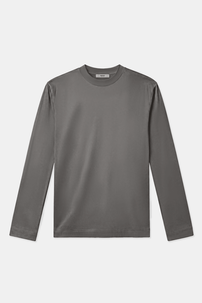 Schiefergraues Langarm-T-Shirt