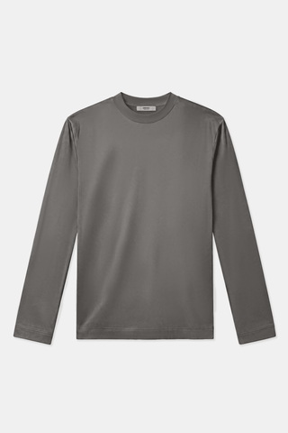 Schiefergraues Langarm-T-Shirt